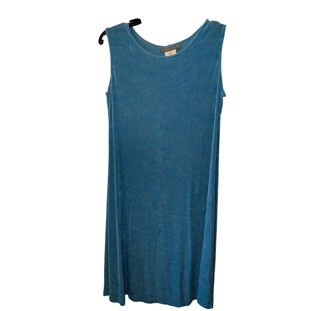 Jessica Holbrook Vintage‎ Teal Blue Crushed Velvet Shift Dress Womens Size 8 USA